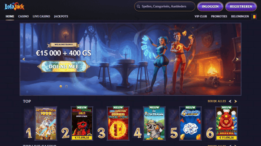 screenshot van lolajack casino nederland